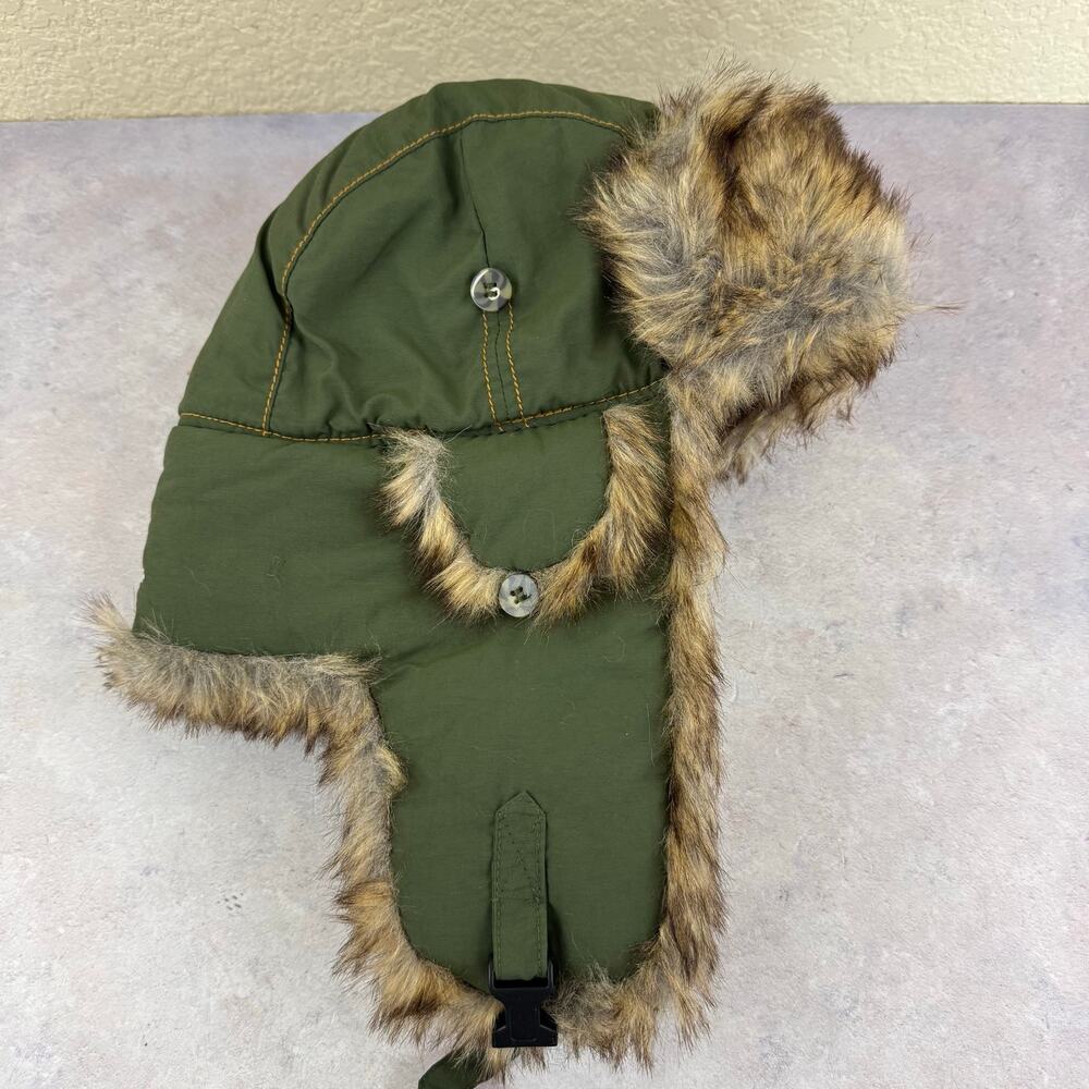 Mad Bomber Green With Faux Fur Trapper Hat Size Large Winter Hunting Aviator